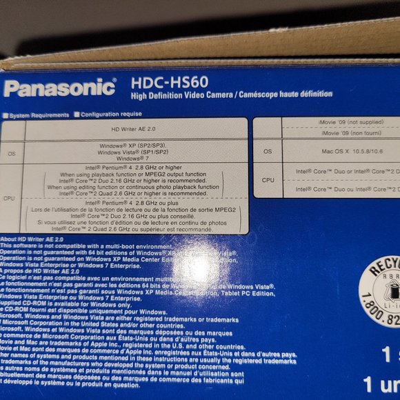 Camcorder, Panasonic HDC-HS60 Digital HD Vision Video Camera---$200 obo - Picture 3 of 16